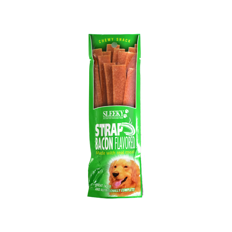 Sleeky | Chewy Stick Strap Bacon Dog Treats 50g