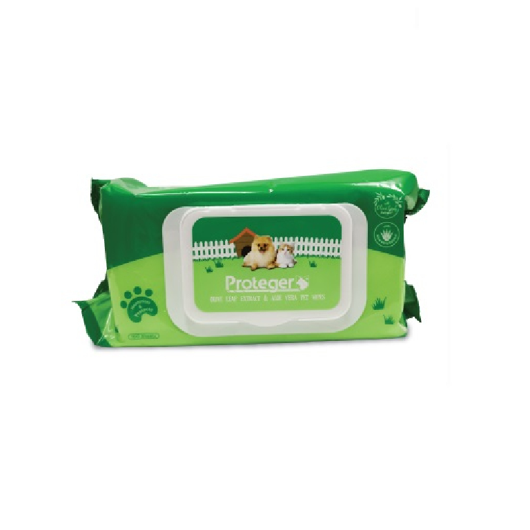 Proteger | Pet Wipes Olive Leaf Extract & Aloe Vera 100pcs