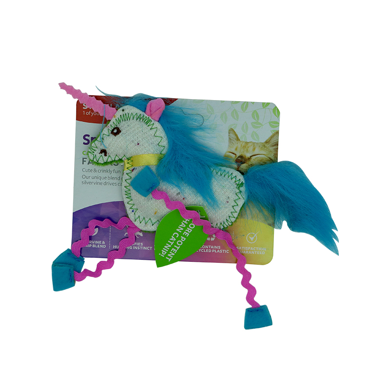 SmartyKat | Fantasy Frenzy Crinkle Unicorn Catnip and Silvervine Plush Cat Toy