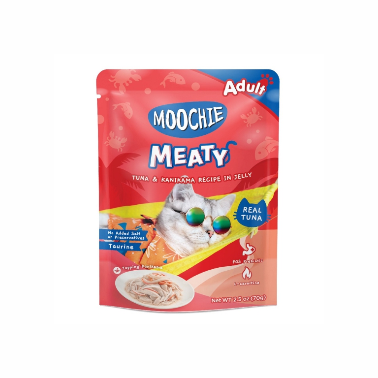 Moochie| Meaty Tuna & Kanikama Recipe in Jelly Adult Pouch Cat Food 70g