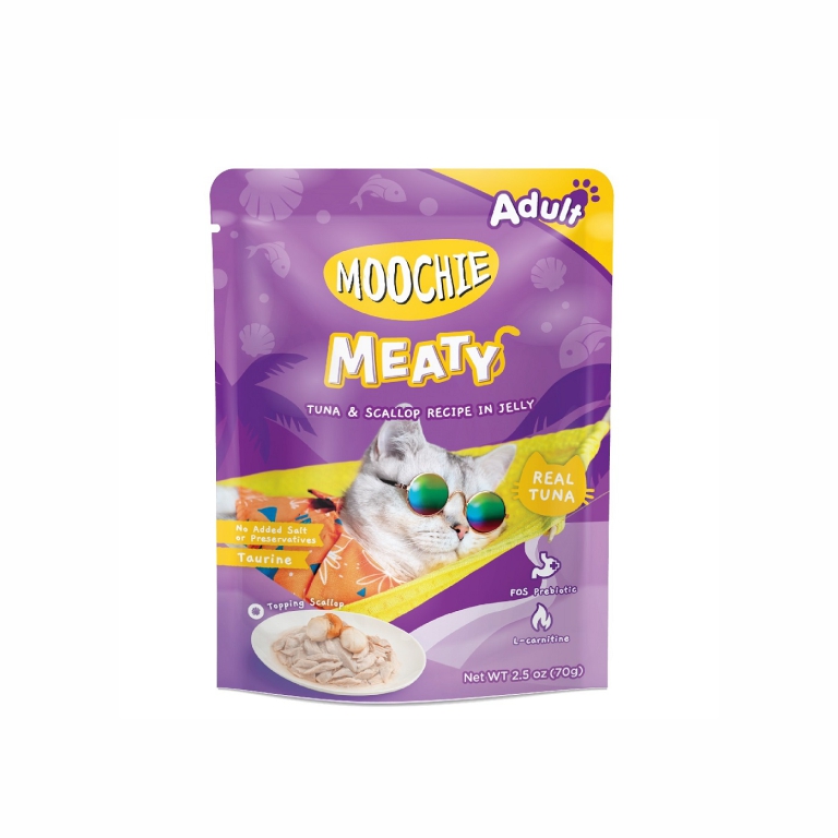 Moochie| Meaty Tuna & Scallop Recipe in Jelly Adult Pouch Cat Food 70g
