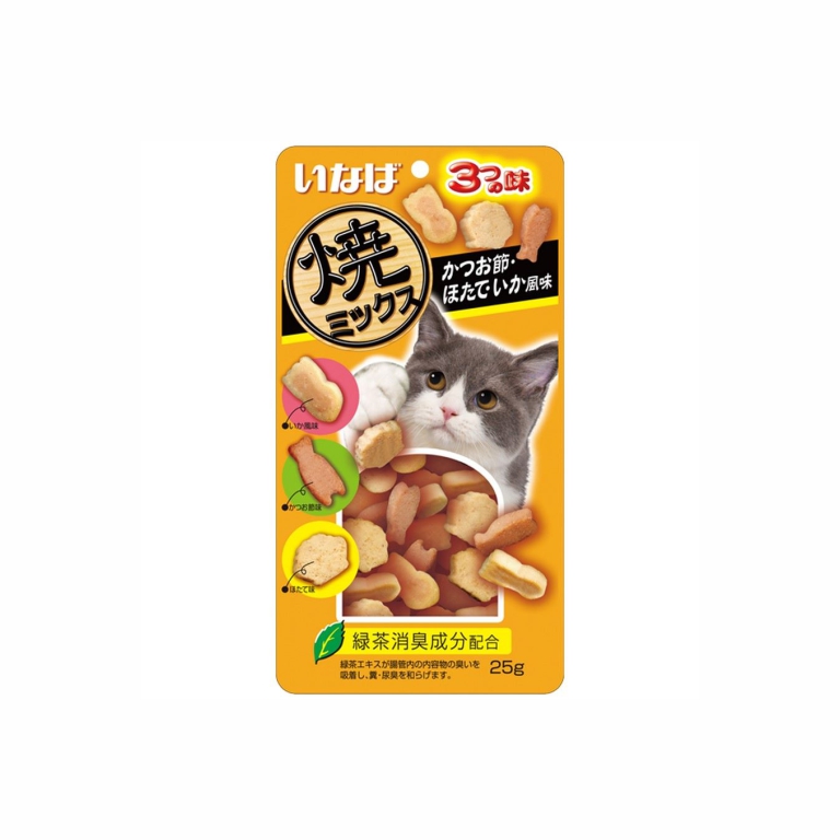 Inaba | Soft Bits Mix Tuna And Chicken Fillet Scallop And Squid Cat Treats 25g
